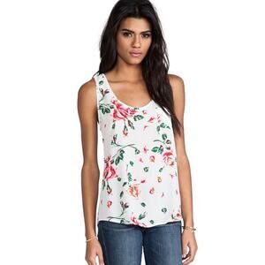 JOIE Rain B Rose Print Tank in Blue - Size Medium